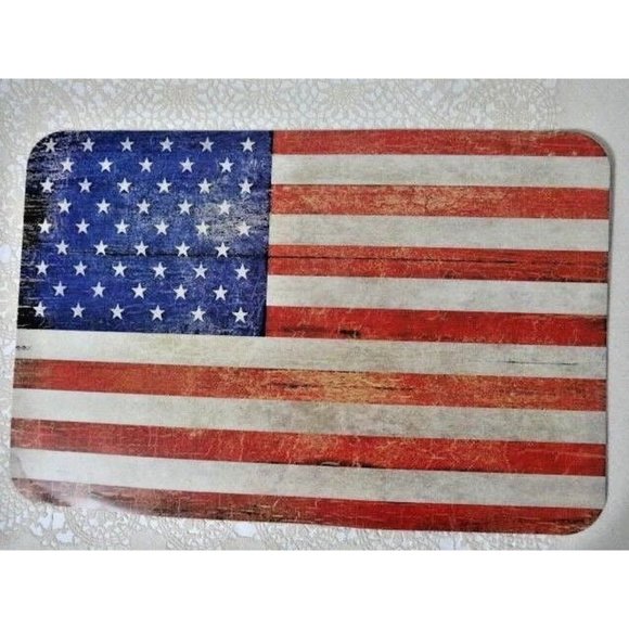 Born and Raised USA Flag 2 Placemats Rustic Reversible Red White Blue Plastic - Picture 3 of 3